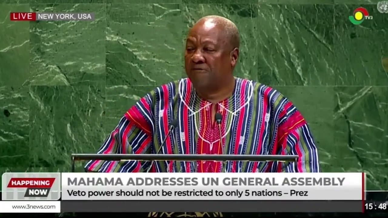 Veto power should not be restricted to only 5 nations or absolute - Mahama